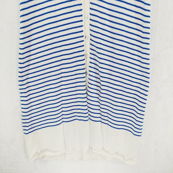 Zara Blue White Stripes Knit Oversized Midi Summer Button Up Dress P1657 - Picture 3 of 11